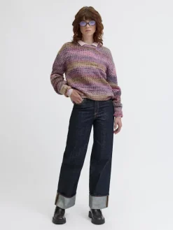 JXSIMONE SPACE DYE CREW NECK KNIT SN cabernet