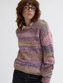 JXSIMONE SPACE DYE CREW NECK KNIT SN cabernet