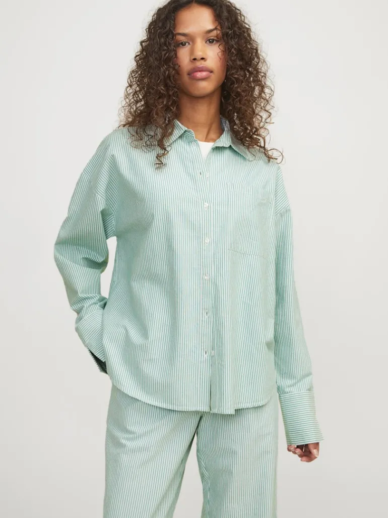 JXSIVA OXFORD LS SHIRT WVN grayed jade