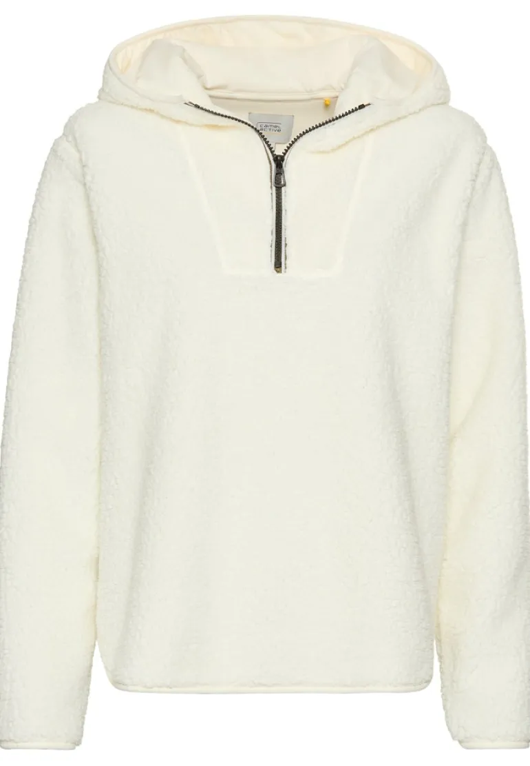 Kapuzenpullover aus Teddyfleece milk white