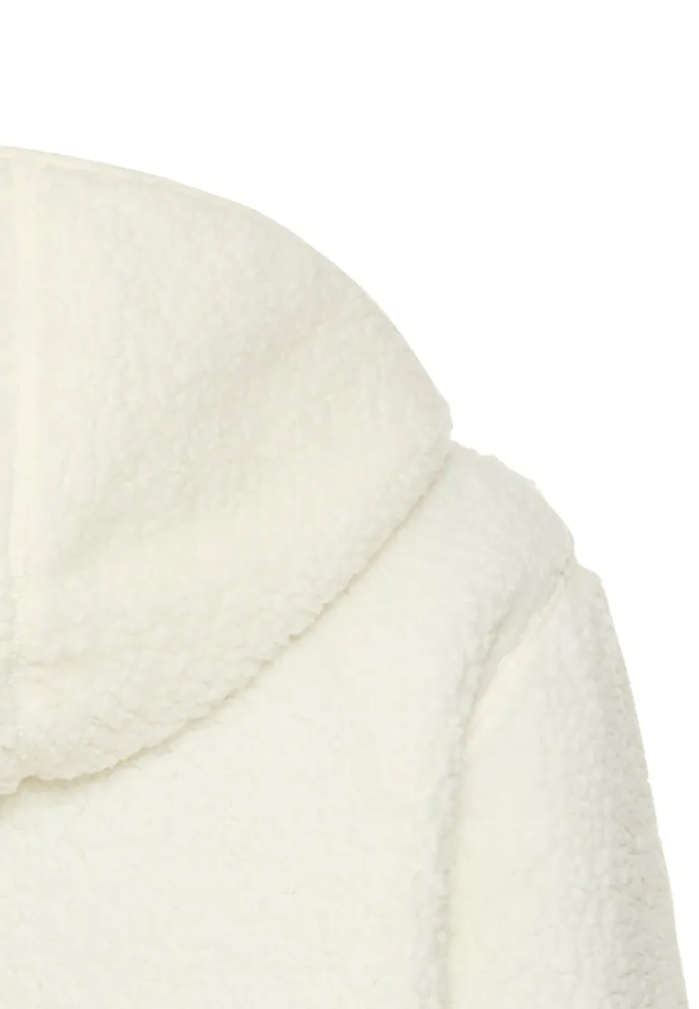 Kapuzenpullover aus Teddyfleece milk white