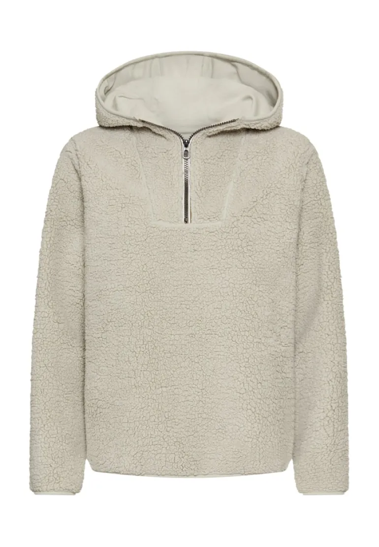 Kapuzenpullover aus Teddyfleece eukalyptus