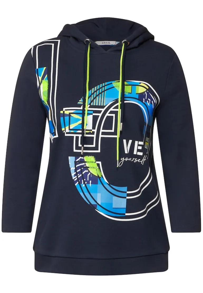 Kapuzenshirt mit Frontprint deep blue