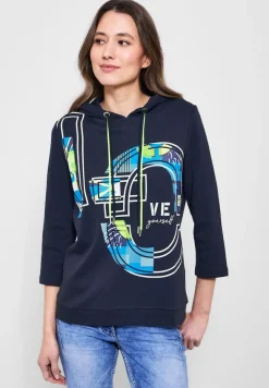 Kapuzenshirt mit Frontprint deep blue