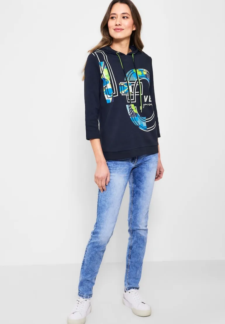 Kapuzenshirt mit Frontprint deep blue