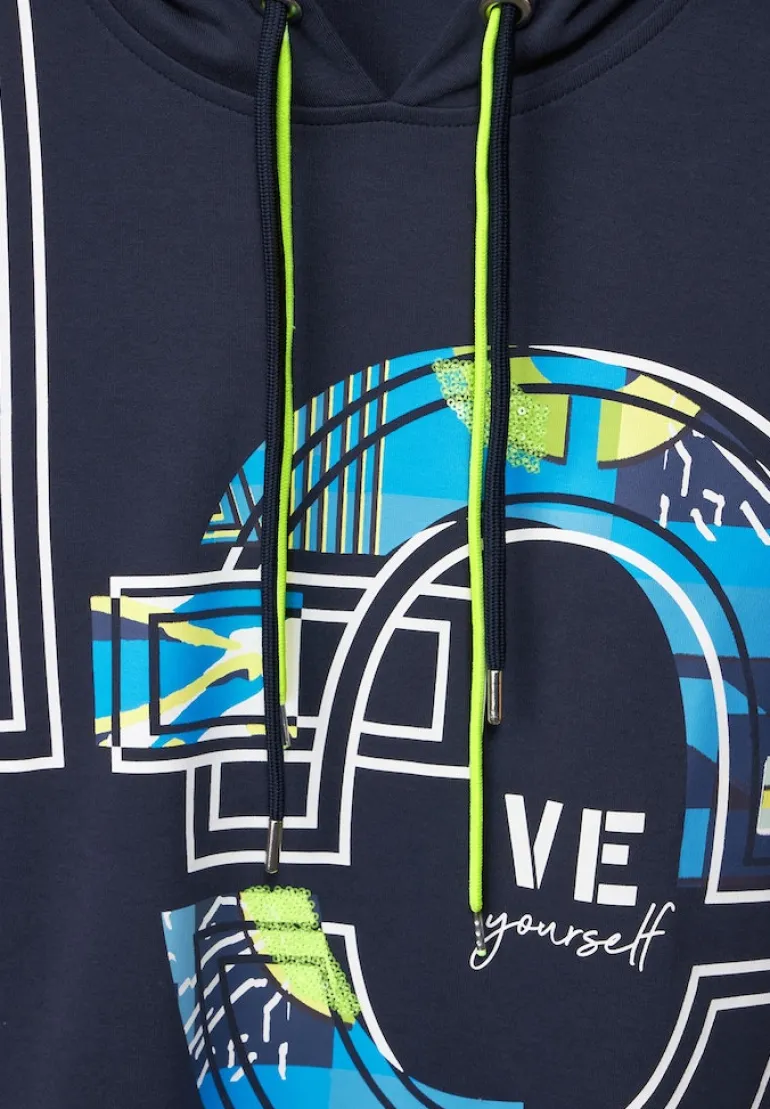 Kapuzenshirt mit Frontprint deep blue