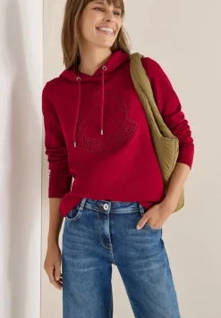 Kapuzenshirt mit Stickerei beaujolais red