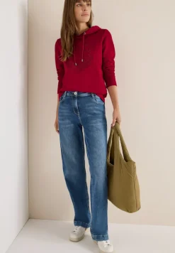 Kapuzenshirt mit Stickerei beaujolais red