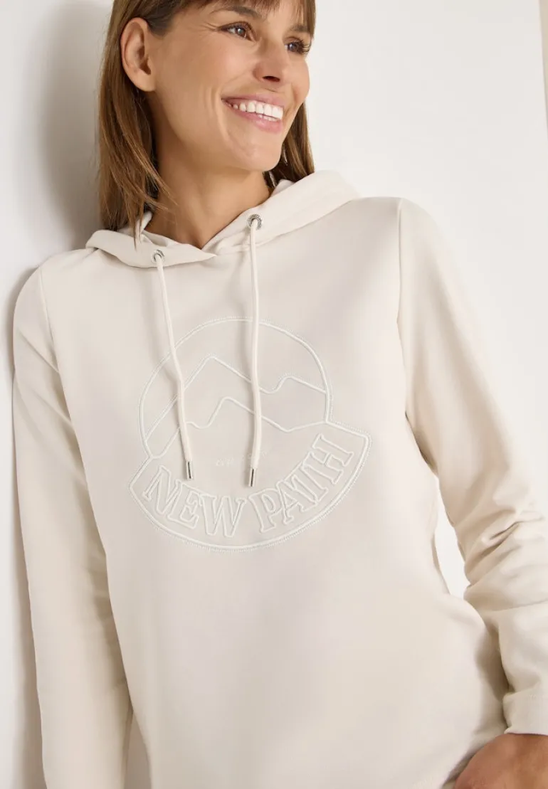 Kapuzenshirt mit Stickerei light greige