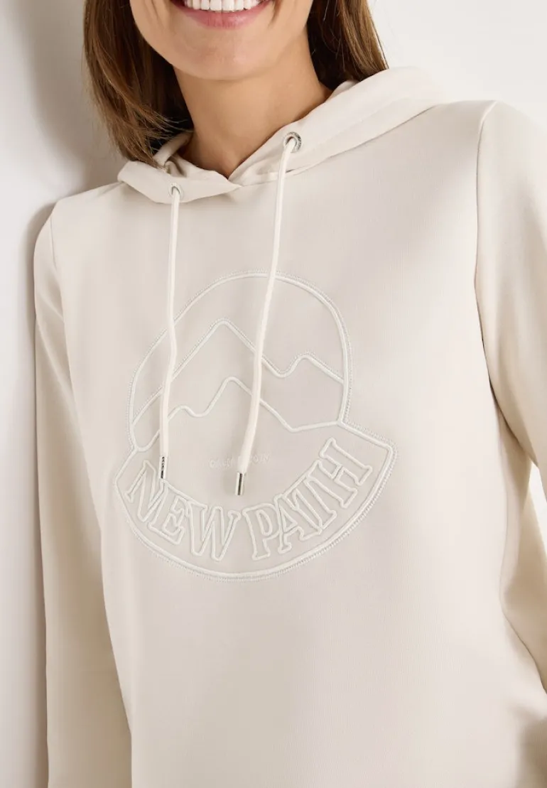 Kapuzenshirt mit Stickerei light greige