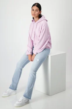 Kapuzenshirt mit Stoffbuchstaben lavender rose