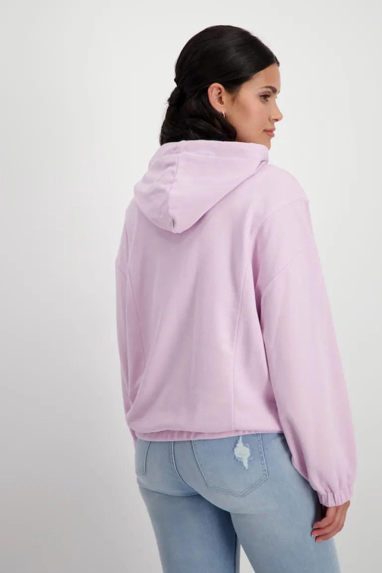 Kapuzenshirt mit Stoffbuchstaben lavender rose