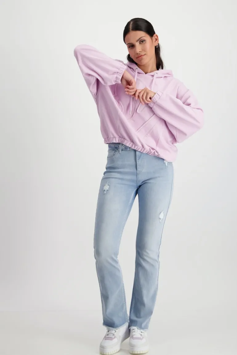 Kapuzenshirt mit Stoffbuchstaben lavender rose