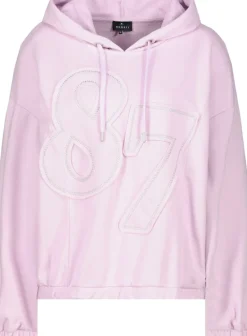 Kapuzenshirt mit Stoffbuchstaben lavender rose