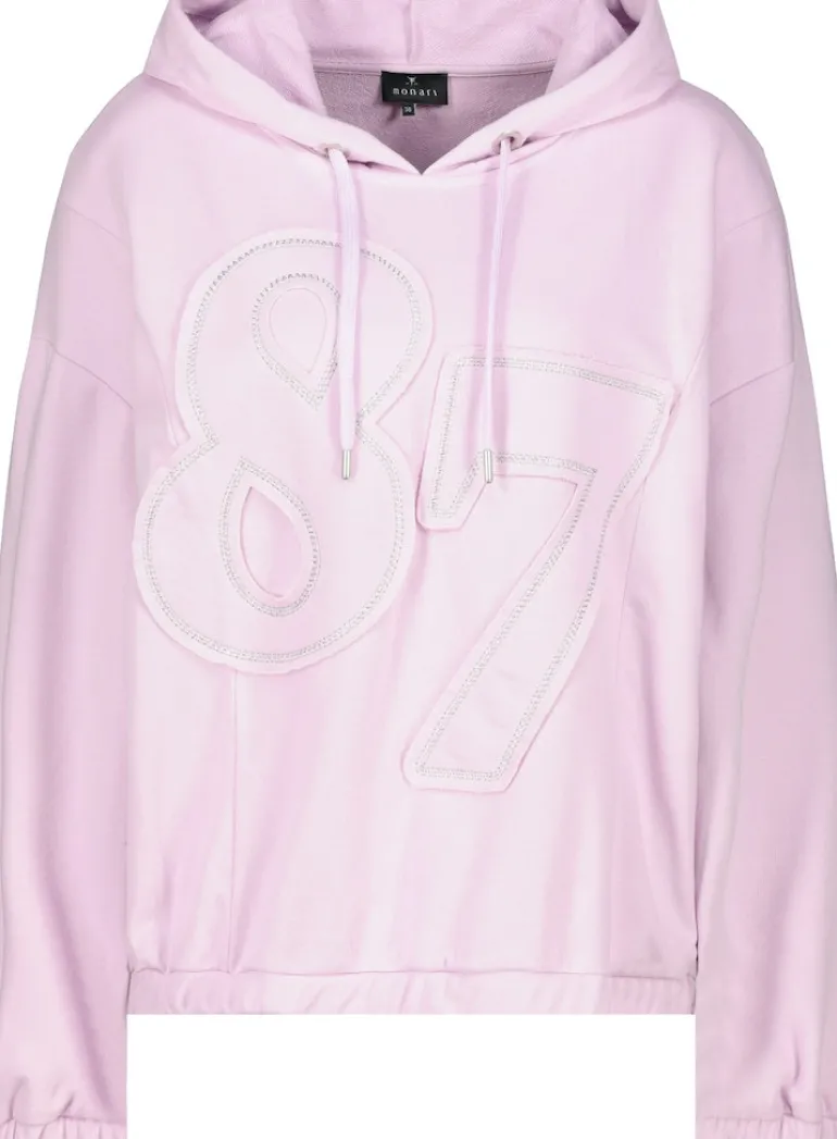 Kapuzenshirt mit Stoffbuchstaben lavender rose
