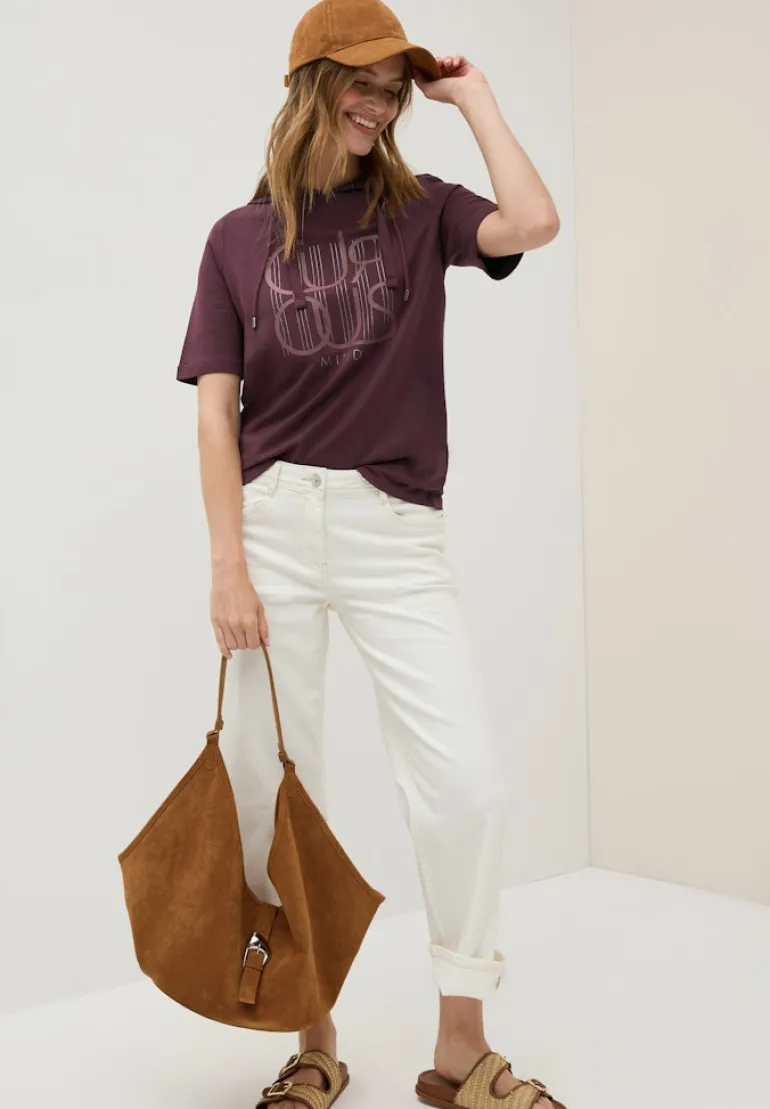 Kapuzenshirt mit Wording mulberry red