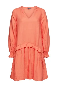 Kleid aus 100% Leinen coral orange