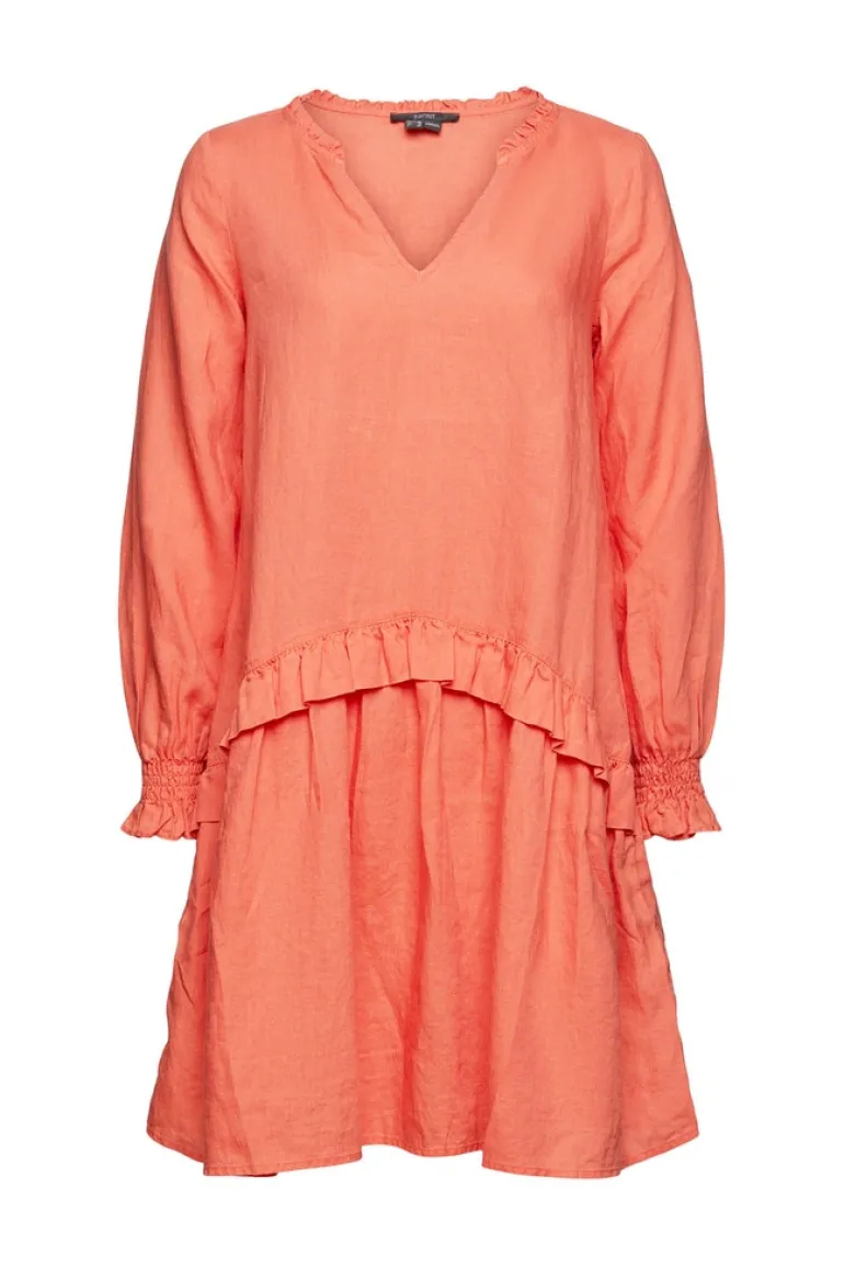 Kleid aus 100% Leinen coral orange