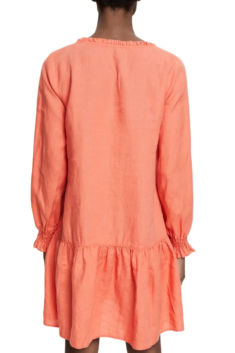 Kleid aus 100% Leinen coral orange