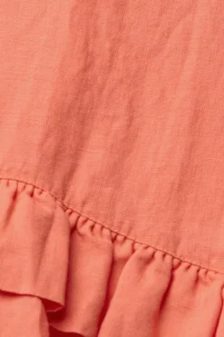 Kleid aus 100% Leinen coral orange