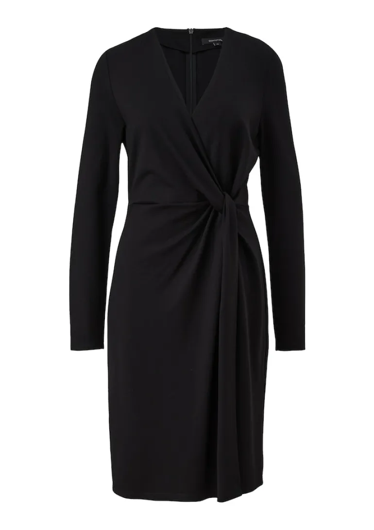 Kleid in Wickeloptik schwarz