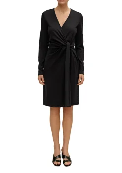 Kleid in Wickeloptik schwarz