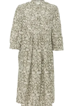 Kleid mit Allover-Print aus Baumwolle aop leaf print