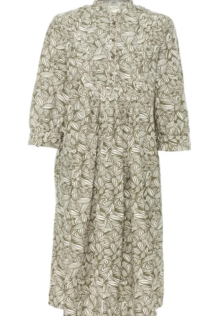 Kleid mit Allover-Print aus Baumwolle aop leaf print