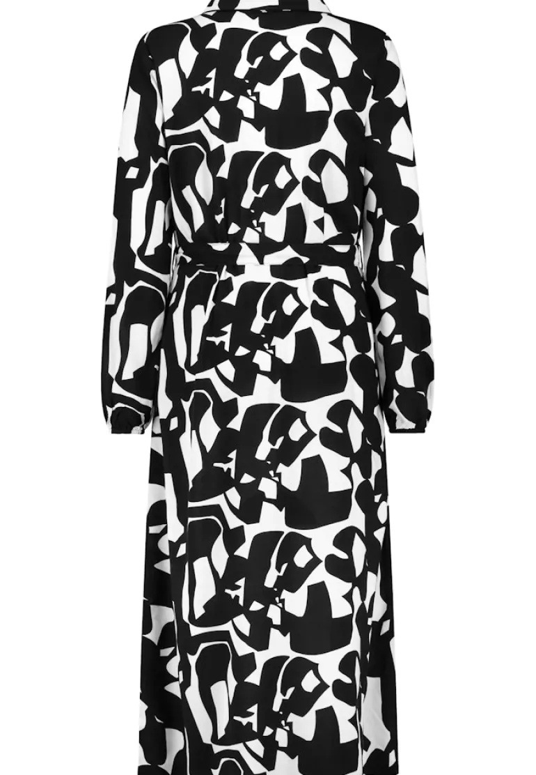 Kleid mit Bindegürtel graphics: black-offwhite