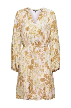 Kleid mit floralem Print beige