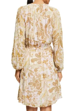 Kleid mit floralem Print beige