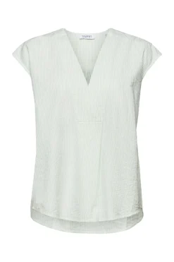 Kurzarm-Bluse Crinkle-Effekt light green