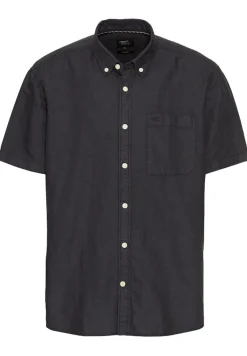 Kurzarmhemd aus einem Baumwoll-Leinenmix dark navy