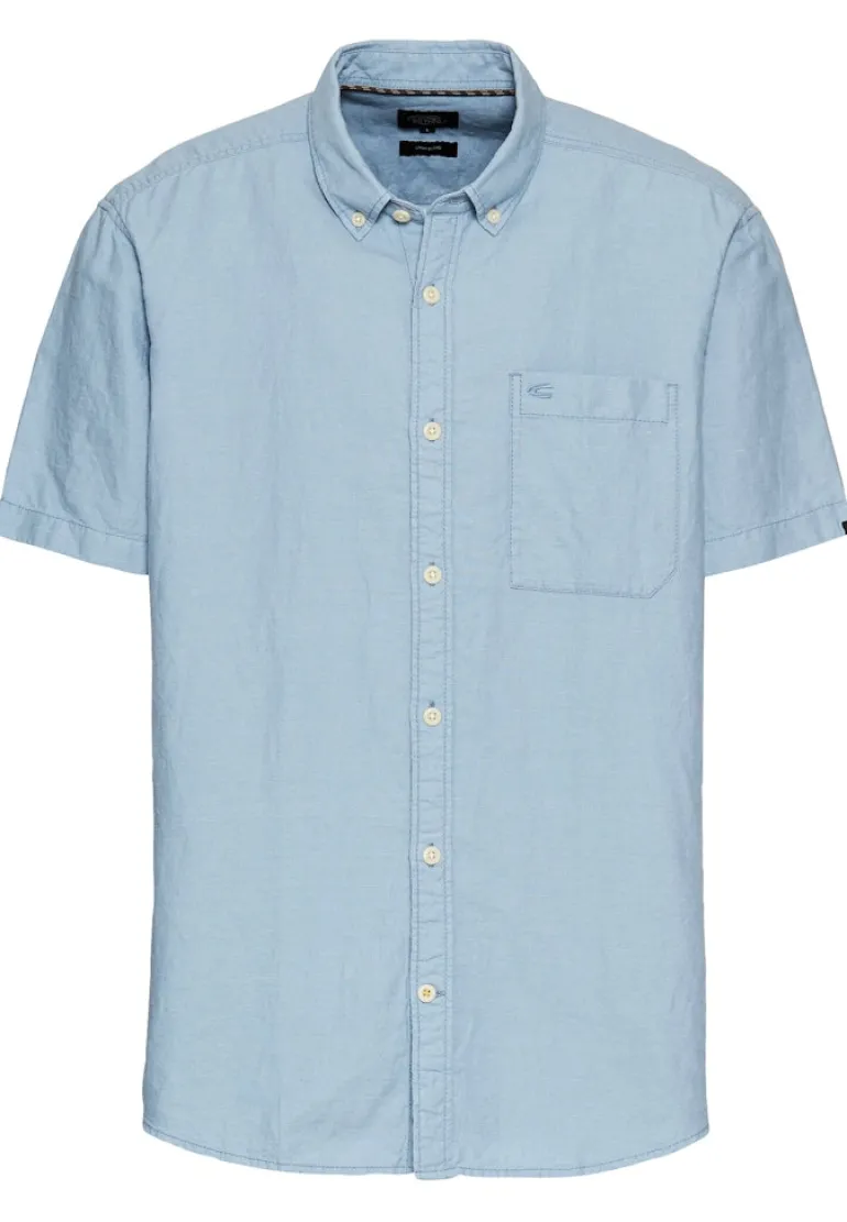 Kurzarmhemd aus einem Baumwoll-Leinenmix smoke blue