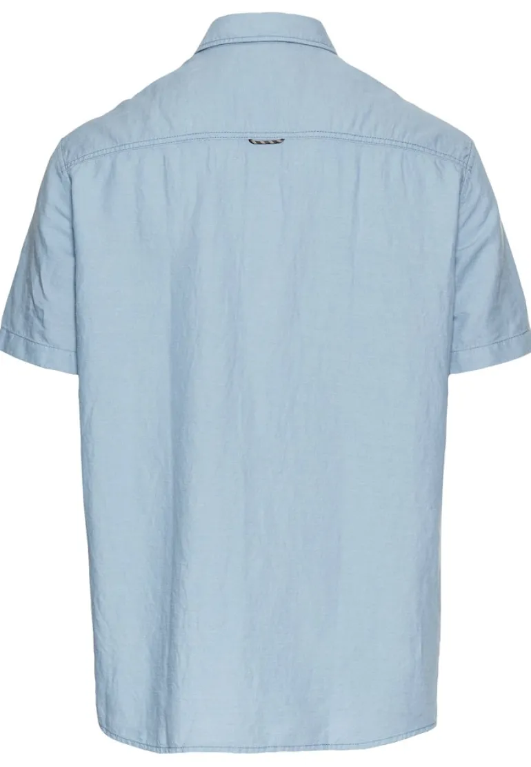 Kurzarmhemd aus einem Baumwoll-Leinenmix smoke blue
