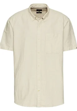 Kurzarmhemd aus einem Baumwoll-Leinenmix beige