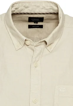 Kurzarmhemd aus einem Baumwoll-Leinenmix beige