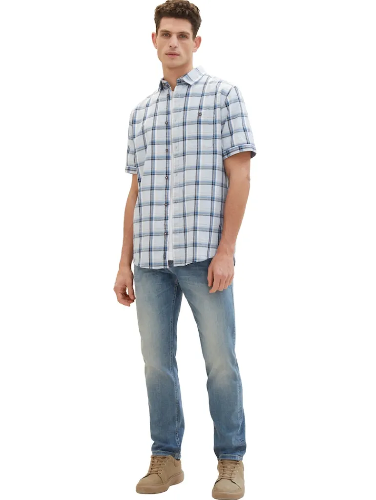 Kurzarmhemd mit Karomuster light blue multicolor check