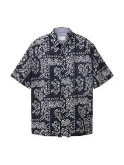 Kurzarmhemd mit Paisleyprint navy big paisley design