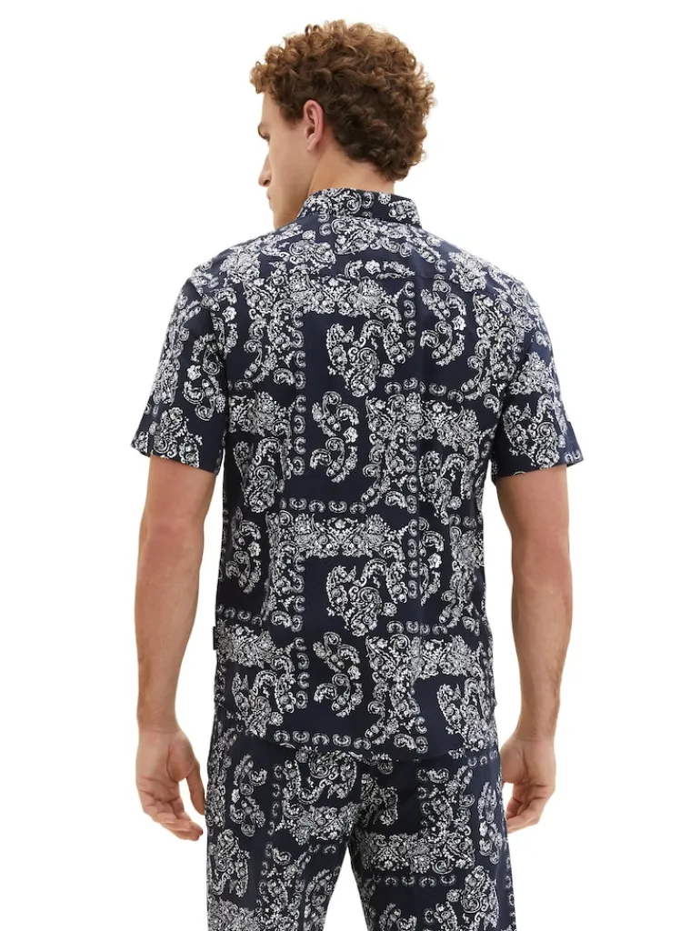 Kurzarmhemd mit Paisleyprint navy big paisley design
