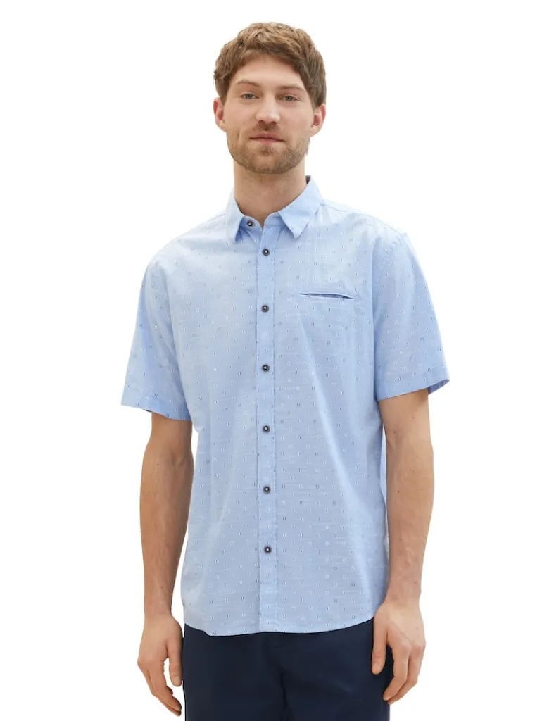 Kurzarmhemd mit Print light blue stripe design
