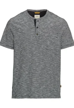 Kurzarm Henley aus reiner Baumwolle night blue