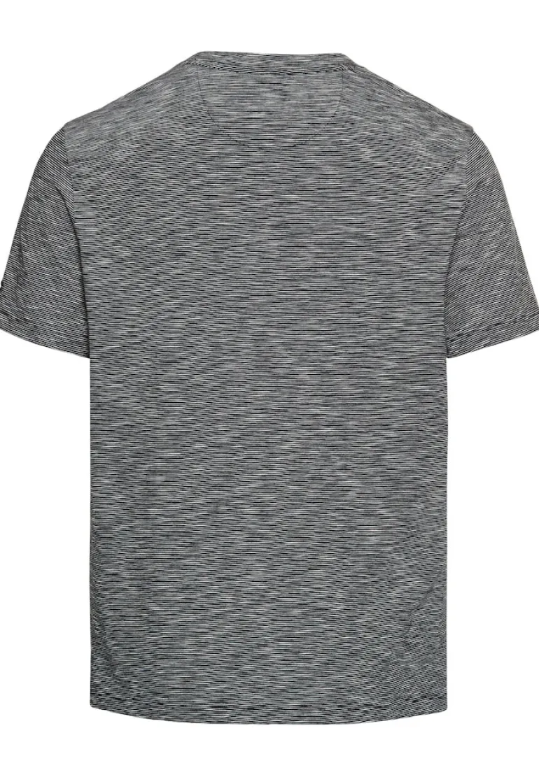 Kurzarm Henley aus reiner Baumwolle night blue