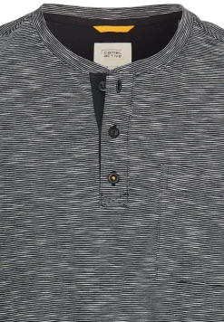 Kurzarm Henley aus reiner Baumwolle night blue