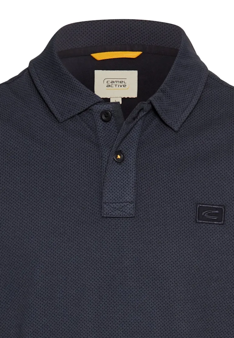 Kurzarm Poloshirt aus reiner Baumwolle dark navy
