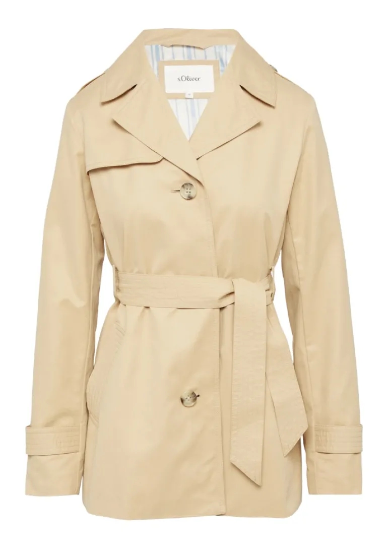 Kurzer Trench mit Gürtel brown