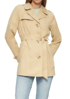 Kurzer Trench mit Gürtel brown
