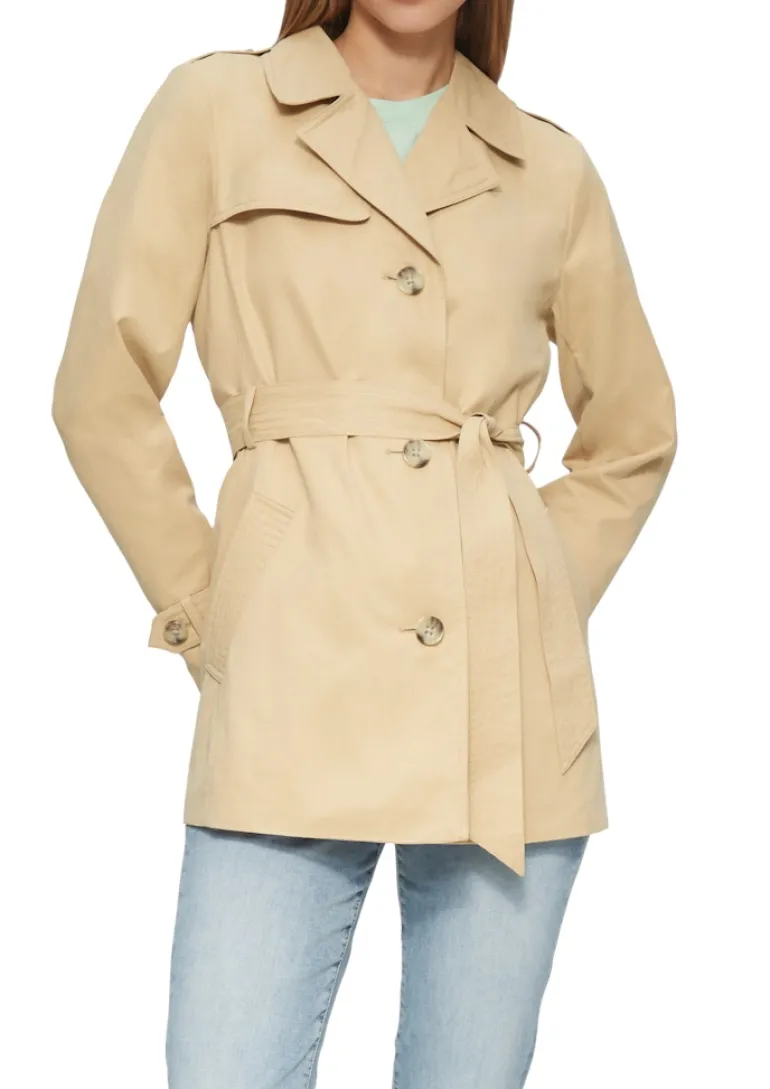 Kurzer Trench mit Gürtel brown