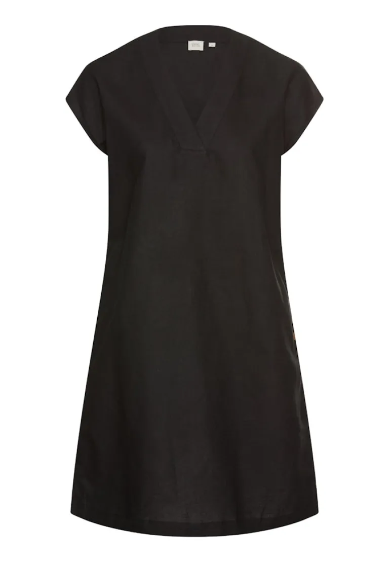 Kurzes Sommerkleid mit V-Ausschnitt caviar