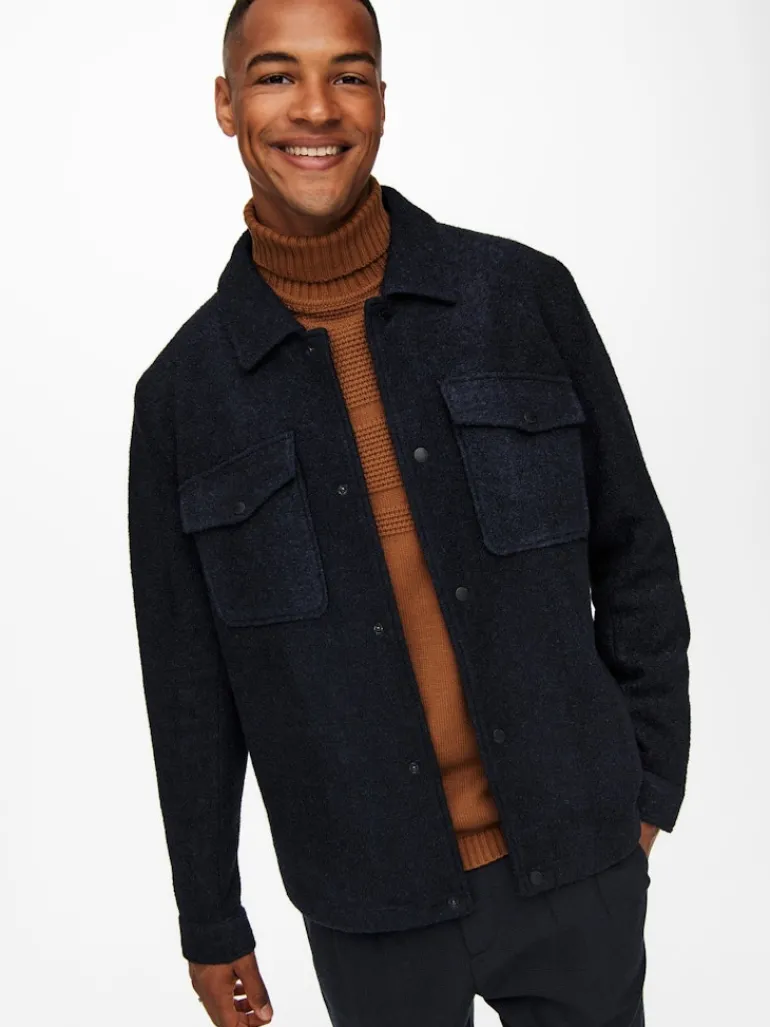 Kurze Wolljacke Dex dark navy